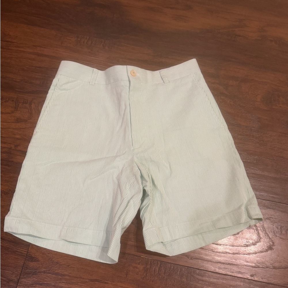 Men's Southern Tide Skipjack Green SeerSucker Shorts 32